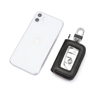 Open Sunroof Leather Car Key Bag Cowhide Keychain Men's Key Bag Women's Large Capacity Universal Waist Hanging