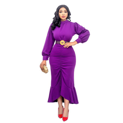 9909 Cross-border Europe and America Amazon Long Sleeve Elegant Slim Fishtail Party Dress Light Mature dress
