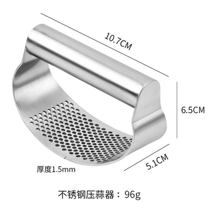 430 Stainless Steel Garlic Press, Garlic Masher, Ring-Shaped Garlic Press, Household Garlic Peeler, Crusher, Multi-Function