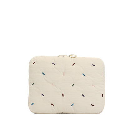 K-Style of Rainbow Strip Embroider Soft Girl Candy Color Liner Bag 11inch iPad Tablet Bag 14inch Laptop Bag