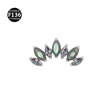 F136 Titanium Alloy 7 Horse Eye Natural Stone 0.9 Teeth Human Puncture Jewelry Ear Nail Lip Nail Ear Bone Nail Accessories