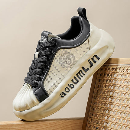 Summer New Mesh Thin Lace-Up Breathable Sneakers Trendy Versatile Shallow Men's Casual Slip-On Shoes