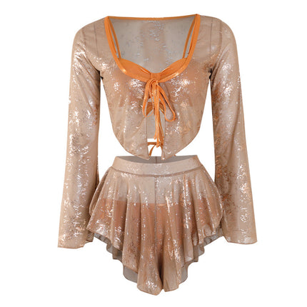 2025 Korean New Swimsuit Women's Hot Spring Bikini Vacation Sexy Small Breast Swimsuit Girly Cardigan