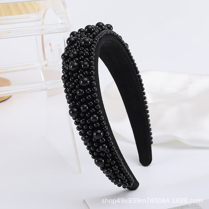 High-end sense popular hair band new fashion hair band female temperament color full pearl Joker multi-color hair accessories wholesale