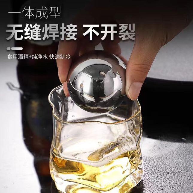 304 stainless steel ice hockey bar whisky coke beer ice wine stone stainless steel ice cube round stainless steel ball