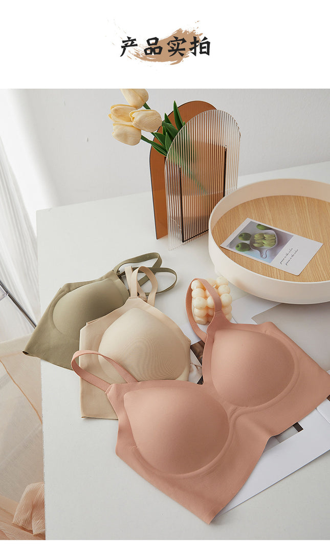 Liquid Foundation Seamless Underwear Jelly Soft Support Semi-fixed Cup No Steel Ring Breathable Comfortable Naked Women's Underwear