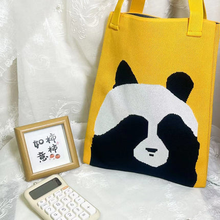 2025 Back Panda Knitted Bag Factory Tote Bag Canvas Bag Women's Shoulder Bag Handbag Souvenir Wholesale