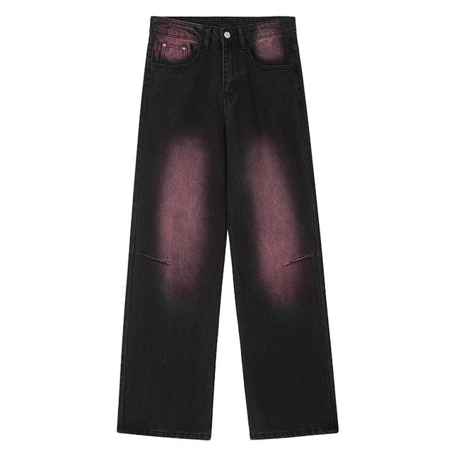High Street Trendy Brand Wide Leg Jeans Women's Trendy All-match New High Waist Slimming Design Sense Straight Long Pants