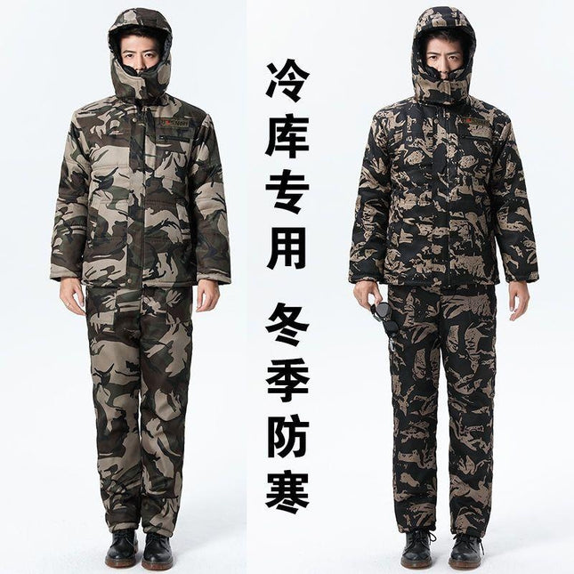Winter cotton-padded jacket men's fleece-lined thickened labor protection suit cotton-padded jacket cotton-padded pants cold-proof Cold Storage Work outdoor workwear jacket