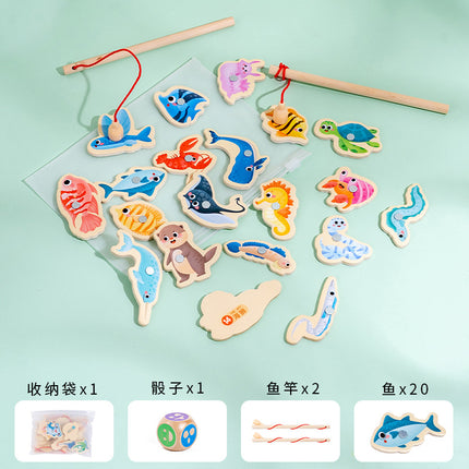 Children's Magnetic Fishing Toy Baby Early Education Beneficial Intelligence Wooden Fishing Rod Tool Set 2 Development 3.5 Years Old Game