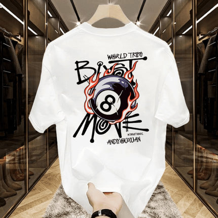American Street Hip-Hop Trendy Brand High Street Short-Sleeved Men's Ins Trend Billiards Printed Short-Sleeved High Street Cross-Border T-Shirt Tops