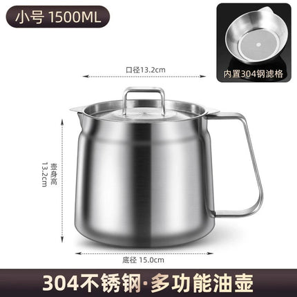 Oil Filter Pot 304 Stainless Steel Thickened Household Large Capacity Oil Storage Tank with Filter Screen Oil Residue Filtering Artifact Oil Bottle