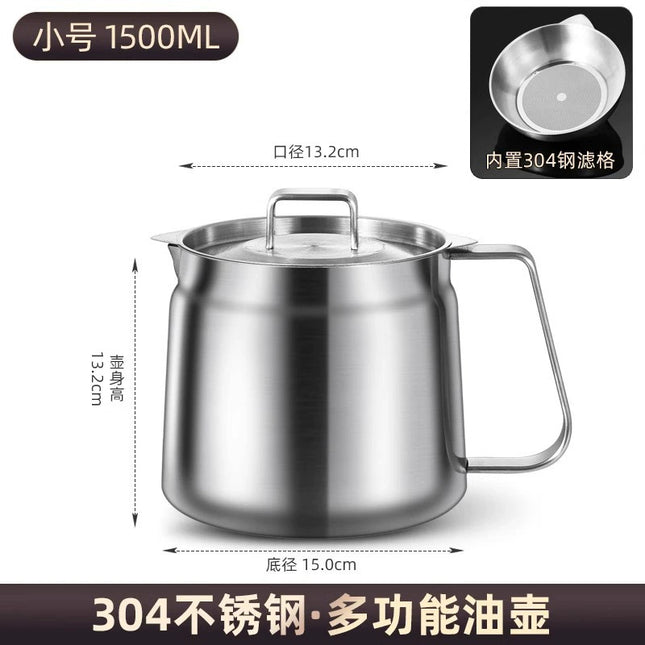 Oil Filter Pot 304 Stainless Steel Thickened Household Large Capacity Oil Storage Tank with Filter Screen Oil Residue Filtering Artifact Oil Bottle