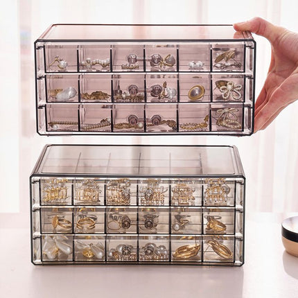 Transparent Jewelry Storage Box Multi-Layer Large-Capacity Ring Earrings Necklace Bracelet Household Internet Celebrity Drawer-Type Jewelry Box