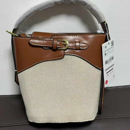 ZA home Spain cross-border women's bag 2025 tide new buckle portable bucket bag shoulder messenger bag a generation of hair