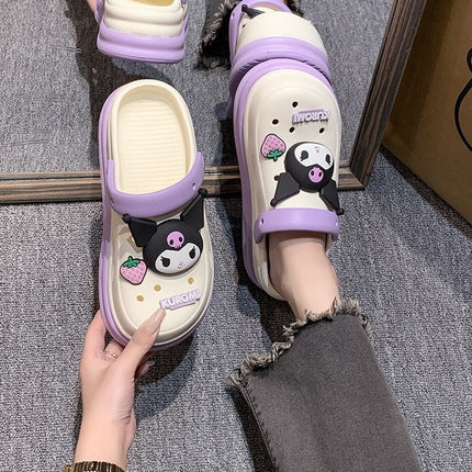 Trendy Chinese-Style Perforated Sandals for Women, Summer Outdoor Beach Thick-Soled Ultra-Soft 2025 New Closed-Toe Sandals for Women