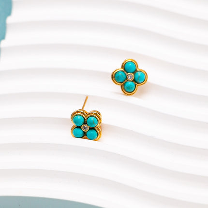 New Chinese Style Retro Style Turquoise Earrings, Charming Classic Niche Design, New Summer Style Bohemian Style