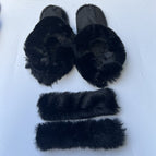 [long hair] black + long shoelace covers / 22-23 without shoes