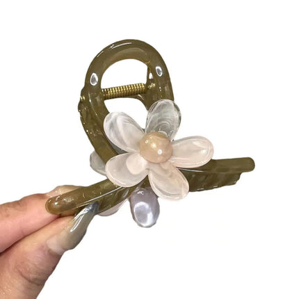 Korean Acrylic Flower Clip for Women, Versatile Medium Size Ins Small Fragrance Style Pastoral Half-Tied Clip Hair Accessory Pastoral Style