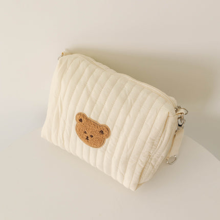 New Zipper Embroidered Cotton Mummy Bag Baby Trolley Hanging Bag Diaper Bag Portable for Going Out