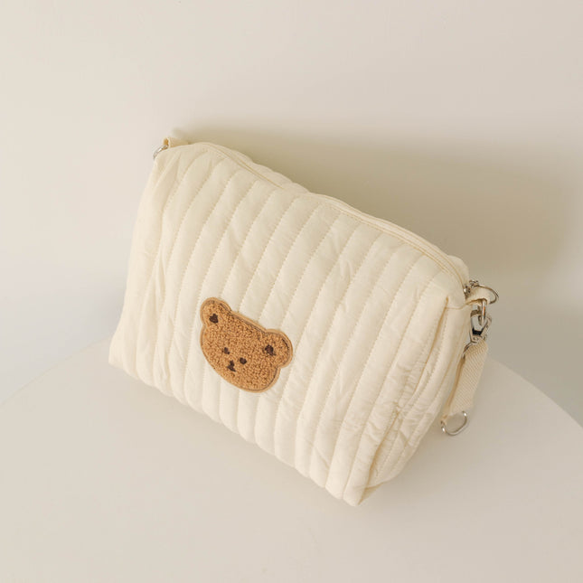 New Zipper Embroidered Cotton Mummy Bag Baby Trolley Hanging Bag Diaper Bag Portable for Going Out