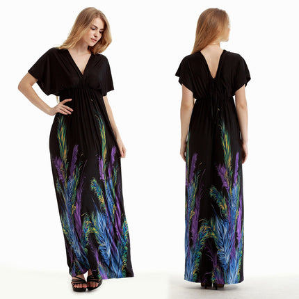 European station romantic floral loose plus size chubby girl beach dress lengthened mop dress women's clothing wholesale