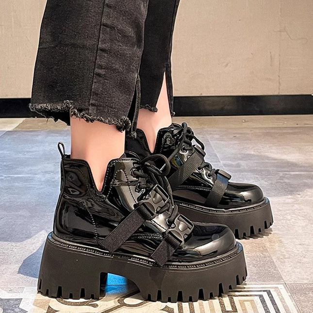 Z Black Boots Women's Autumn and Winter 2024 New Summer Versatile Thick-Soled Heightening Street Motorcycle Short Boots Trbottomy
