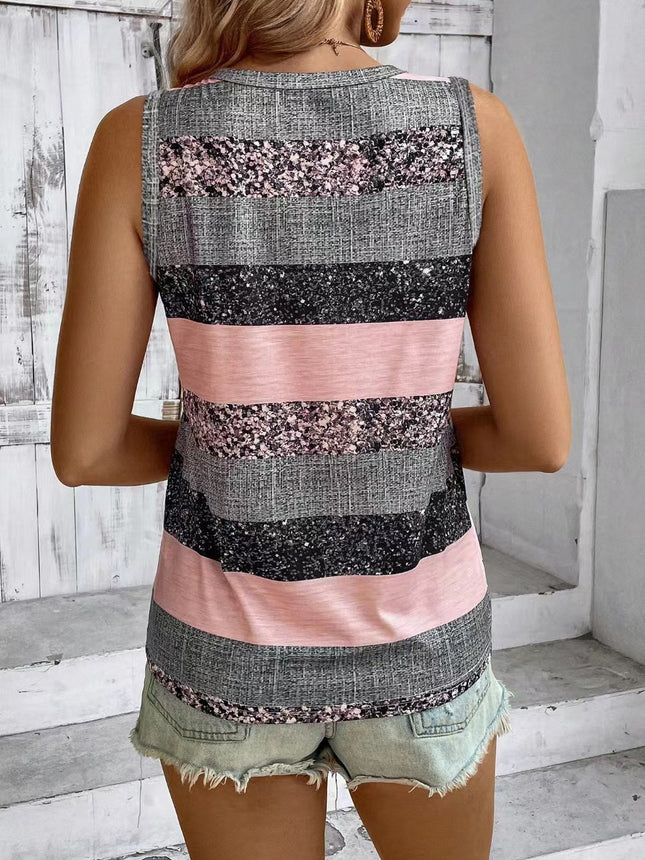 2024 European and American Cross-Border Summer New Women's Clothing Positioning Printed Door Tube Vest Casual, Comfortable and Versatile T-Shirt