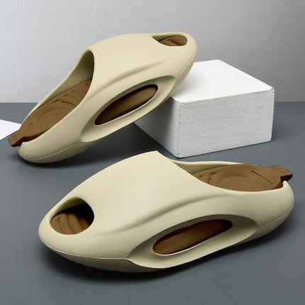 Ins Outdoor Coconut Slippers Men's Summer Outdoor 2025 One-word New Thick Bottom Beach Non-slip Sports Wear-resistant