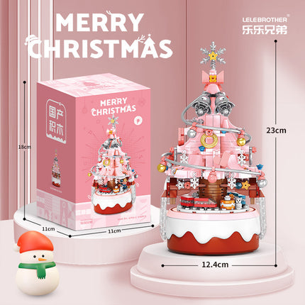 Lele Brothers 8756 Christmas Tree Music Box Assembled Christmas Building Blocks Toy Ornaments Christmas Holiday Gifts Wholesale