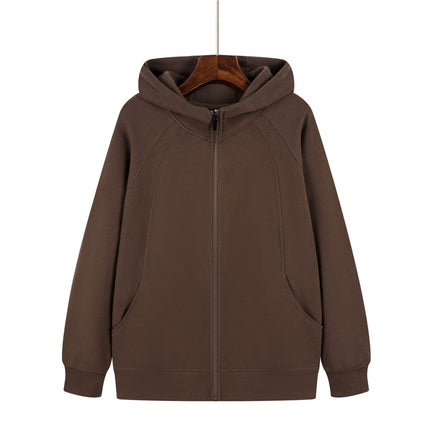 350g Heavyweight Trendy Fashion Patchwork Hooded Raglan Zipper Sweatshirt Jacket Spring and Autumn Long-Sleeve Couple Style