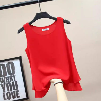 Chiffon Inner Double Small Camisole Black Sleeveless Top Base Shirt Women's Outer Wear Inner Wear Loose Chiffon Shirt