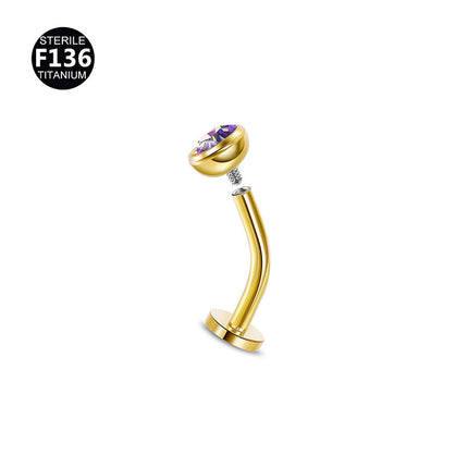 F136 titanium curved rod suspended two inner teeth Aobao colorful belly button nail 1.6mm thick 12-16mm long 1.2 teeth