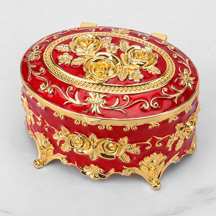 European Style Retro Light Luxury Princess Jewelry Box Metal Jewelry Box Exquisite Enamel Color Necklace Jewelry High-end Storage Box