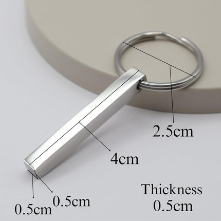 European and American New Stainless Steel Cuboid Keychain Can Be Engraved DIY Key Chain Backpack Pendant Product Wholesale