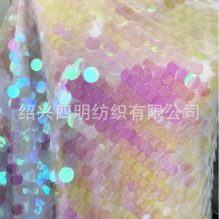 Encrypted original magic color laser fish scale sequin cloth, Mermaid sequin embroidered cloth, factory direct supply spot