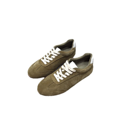 Women's Casual Flat Shoes 2025 Autumn and Winter New Classic Versatile Lace-Up Color-Blocking Sneakers Running Shoes