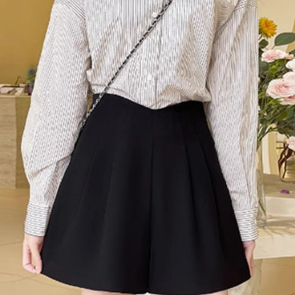 Shorts Women's Spring 2024 New High Waist Slimming Wide Leg Pants Black Casual Fashion All-match Suit A- shape Shorts