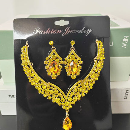 Cross-Border Jewelry Set Red Necklace Earrings Two-Piece Wedding Dress Accessories European and American Elegant Suit for Women