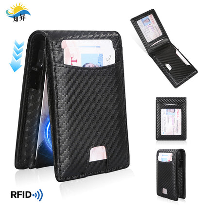 Cross-Border New Microfiber Wallet Anti-Theft Brush Multi-Function Multi-Card Metal Card Holder Portable Men's Id Wallet