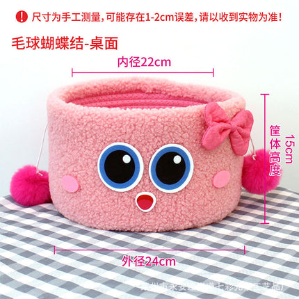Cartoon Bigfoot Little Monster Storage Basket for Miscellaneous Snacks Large Dopamine Lamb Velvet Cute Storage Basket
