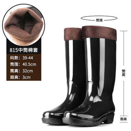 Rain Shoes Water Shoes Men's Rain Boots Short Medium High fleece-lined Labor Protection Fishing Sea-driving Kitchen Site Car Washing Wear-resistant Non-slip