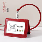 Red horizontal calf leather cord