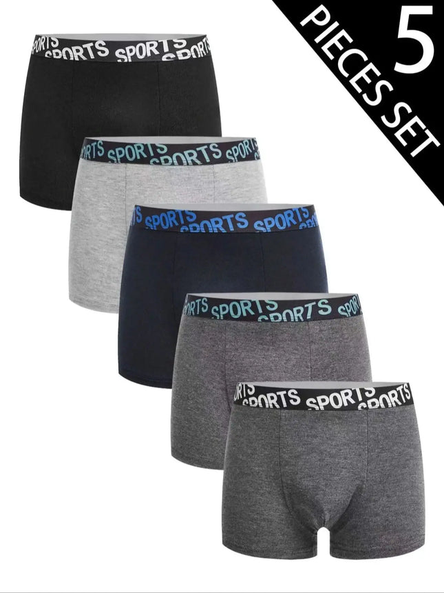 5-Piece Set Comfortable Breathable Wide Waistband Underwear for Boys 8-12 Years Old Student Boxer Briefs Boys Flat Briefs