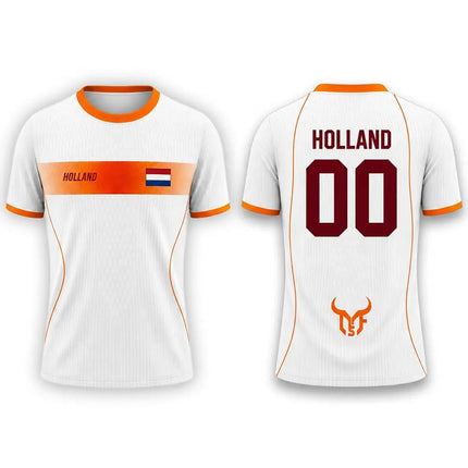 Netherlands Flag Print Football Jersey Outdoor Casual Breathable Short Sleeve Tops Summer Men Gym Sports Training Soccer T-shirt