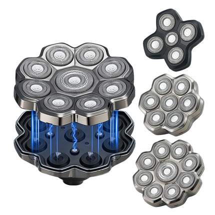 5D 7D 9D Magnetic Adsorption Replaceable Bald Electric Shaver Head With Double Knife Net Common Interface Spare Razor Blade Head
