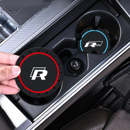 New 2pcs Rline R line Logo Car Coaster Mats Water Cup Non-slip Pads For VW Golf 7 MK7 Golf 6 MK6 Tiguan Polo CC Jetta