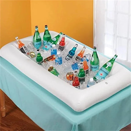 Portable Inflatable Cooling Tray, Multi-purpose Outdoor Ice Bar Tank, Foldable Chilled Fruit Salad Plate for Camping Picnic Drin