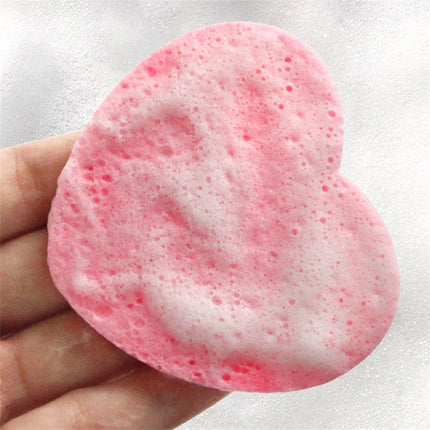 10/20/50PCS Pink Heart Shape Facial Sponges Pad Compressed Natural Reusable Facial Cleansing Pads Exfoliating For Cleansing