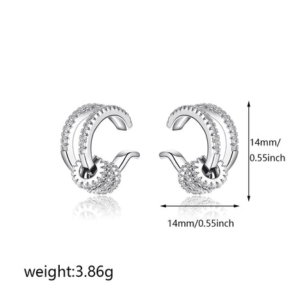 Fashion CZ Zircon Round Huggie Hoop Earrings for Women Geometric U Shape Ear Buckle Hoops Gold Plated Stainless Steel Jewelry